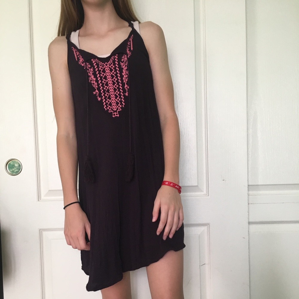 Maroon aztec print dress